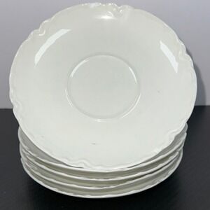 Haviland France White Scalloped‎ Edge Saucers Set of 5 Vintage Porcelain